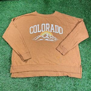 Colsie brand tan Colorado women’s crewneck sweatshirt size M